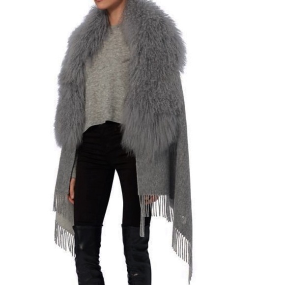 POLOGEORGIS NEW 100% Dyed Lamb Fur Cape/Shawl One Size - Picture 1 of 8